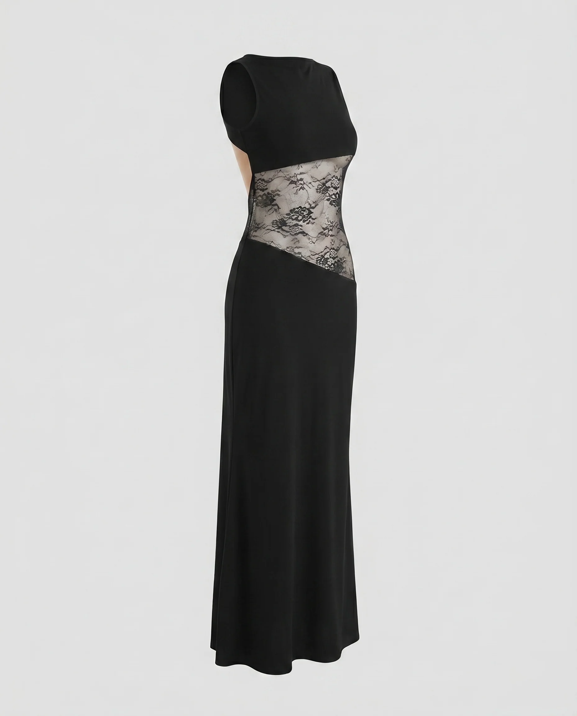 Damen Elegantes Maxikleid mit floralem Spitzenbesatz und schimmerndem Unterkleid R&B - Image 5