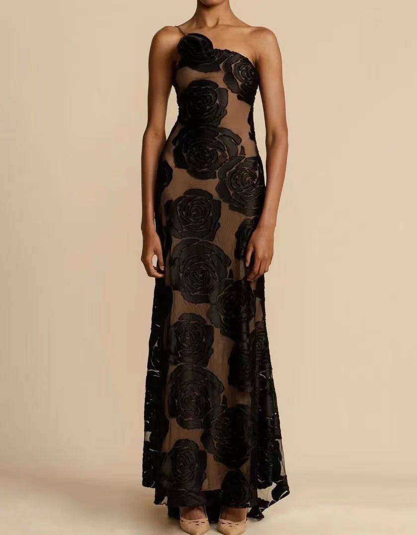 Damen Elegantes Maxikleid mit floralem Transparenz-Design und schmalen Trägern R&B - Image 6