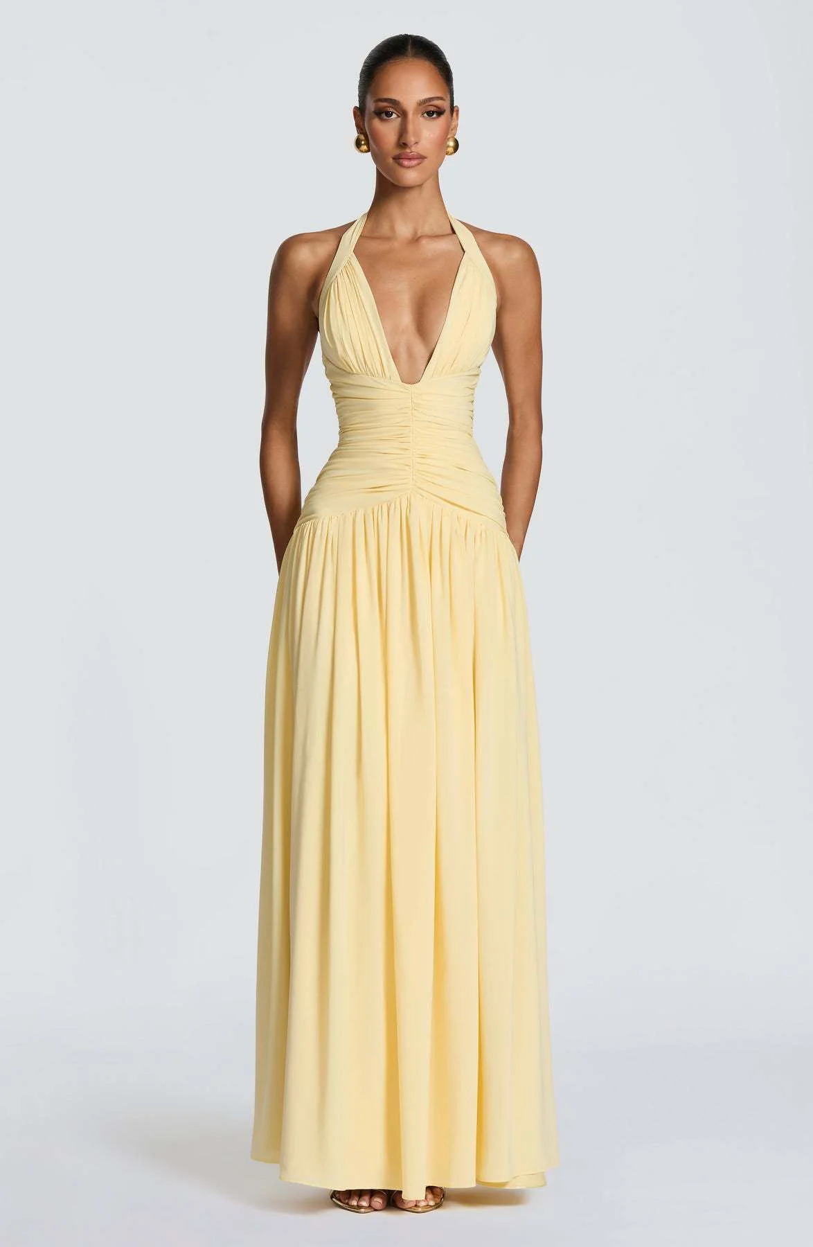 Damen Elegantes Maxikleid mit halterlosem Ausschnitt und raffiniertem Faltenwurf R&B - Image 6