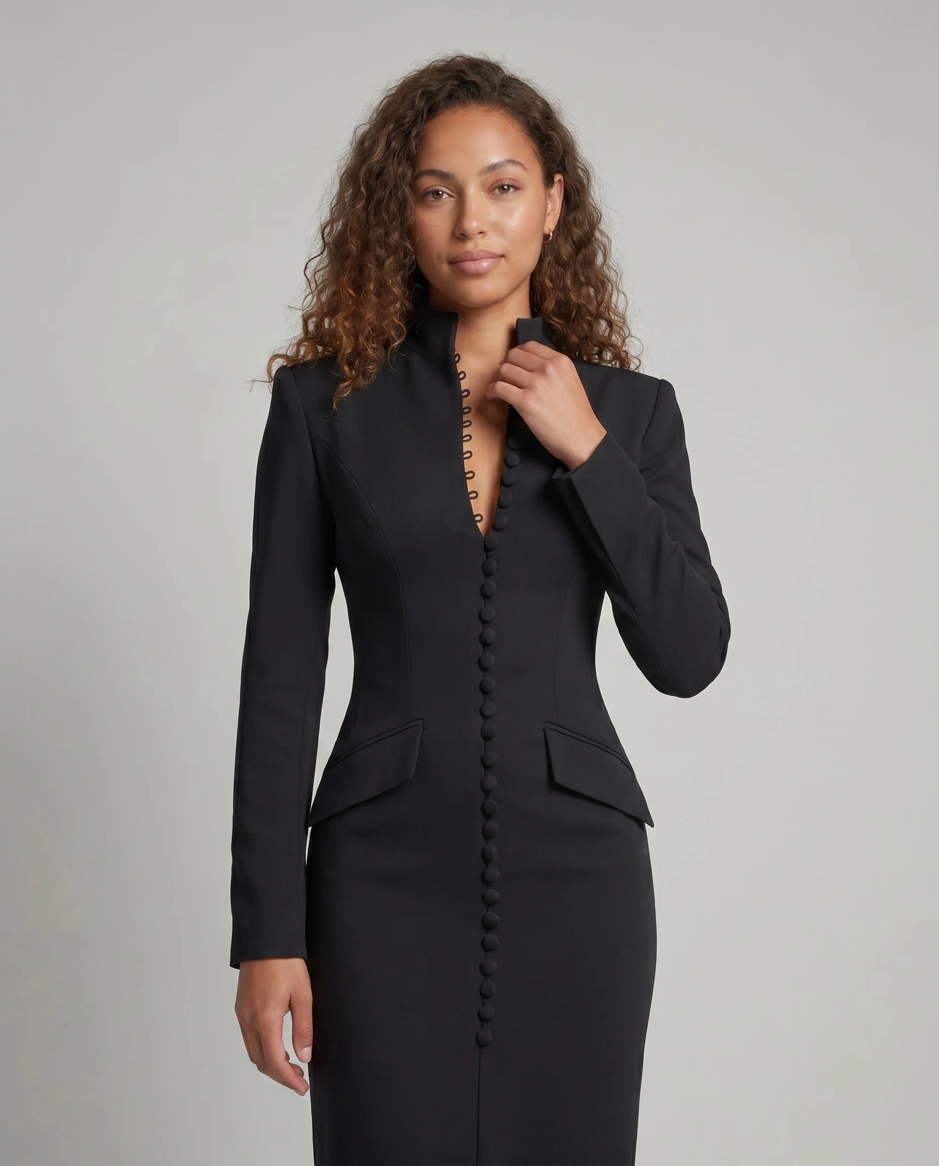 Damen Elegantes Maxikleid mit hochgeschlossenem Design und floralem Muster R&B - Image 2