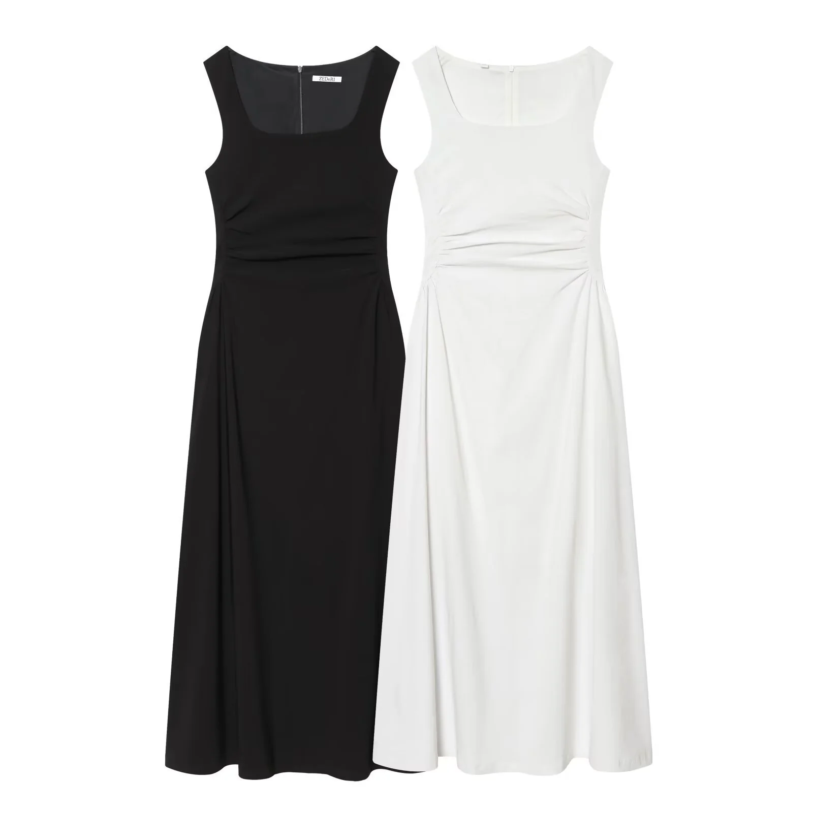 Damen elegantes Maxikleid mit quadratischem Ausschnitt und schmeichelndem Schnitt R&B