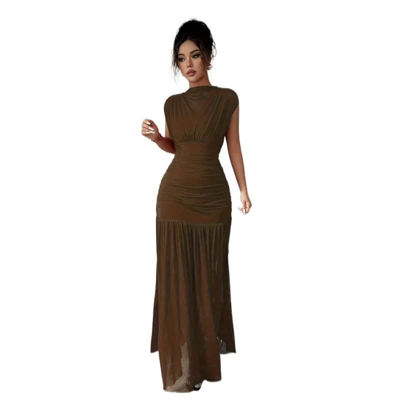 Damen Elegantes Maxikleid mit raffiniertem Drapée und transparentem Rock R&B - Image 10