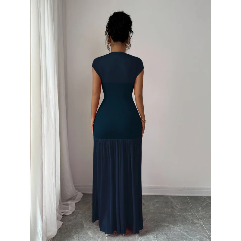 Damen Elegantes Maxikleid mit raffiniertem Drapée und transparentem Rock R&B - Image 4