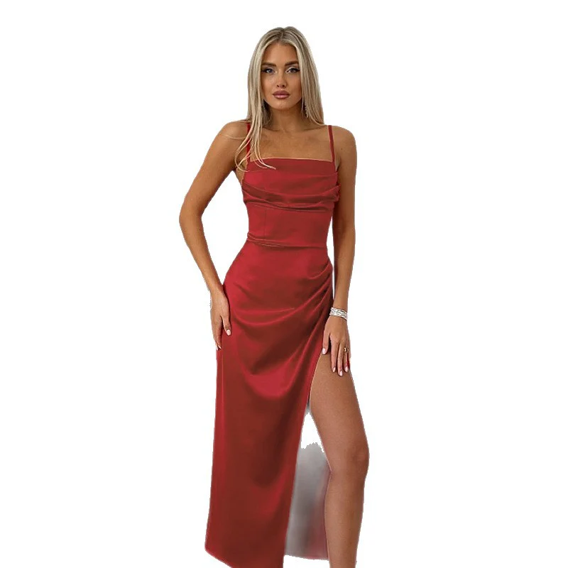 Damen elegantes Maxikleid mit Raffung und seitlichem Schlitz R&B - Image 5