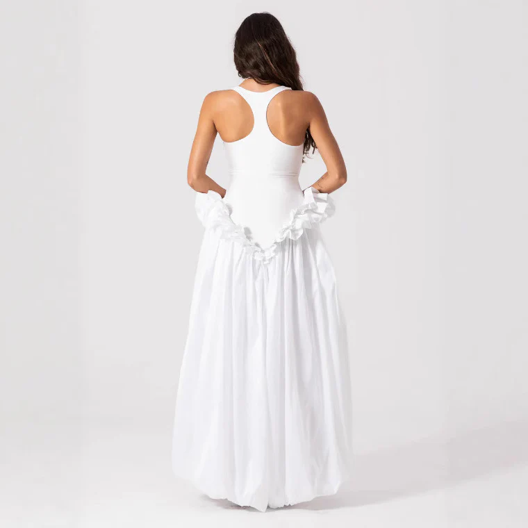 Damen Elegantes Maxikleid mit Rüschensaum und Figurbetontem Oberteil R&B - Image 4