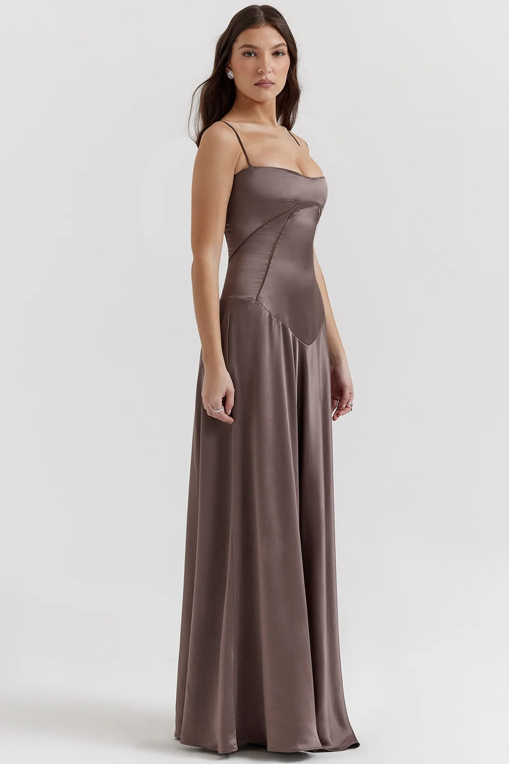 Damen Elegantes Maxikleid mit schmalen Spaghettiträgern und fließendem Satinfall R&B - Image 7
