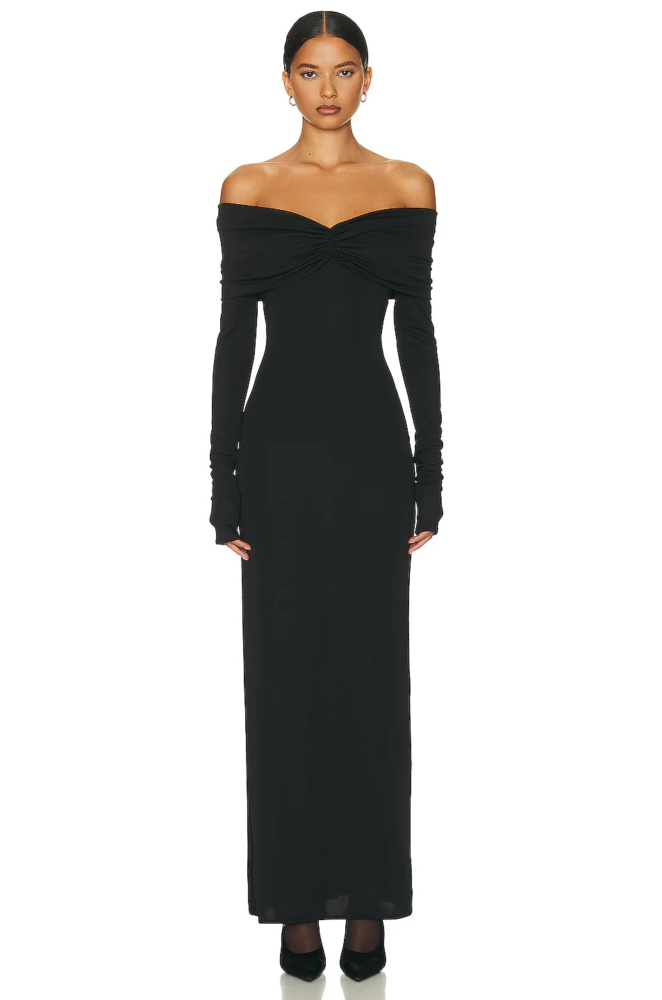 Damen elegantes Maxikleid mit schulterfreiem Design und langem Ärmel Heidi-Mode - Image 6