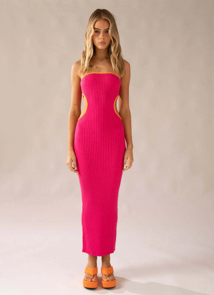 Damen elegantes Maxi-Kleid mit schulterfreiem Design und modischen Cut-Outs R&B - Image 2