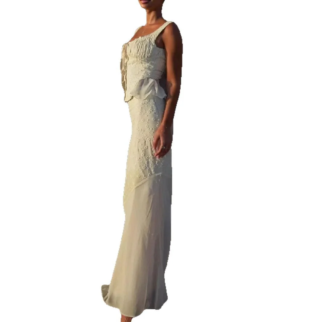 Damen elegantes Maxikleid mit schulterfreiem Design und raffinierten Rüschendetails R&B - Image 5