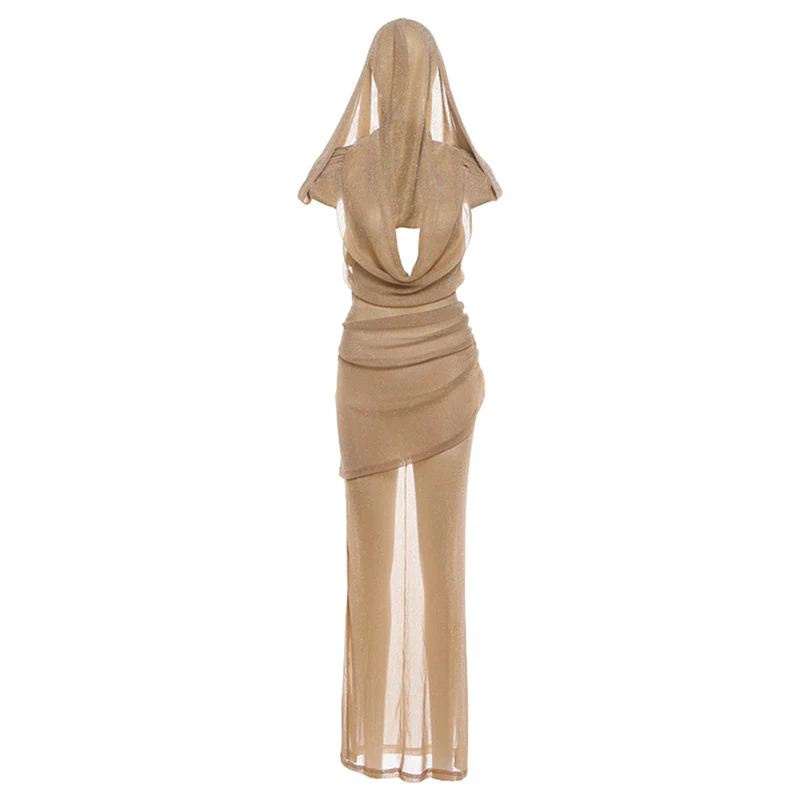 Damen Elegantes Maxikleid mit tiefem Pracht-Ausschnitt und durchscheinendem Stoff R&B - Image 6