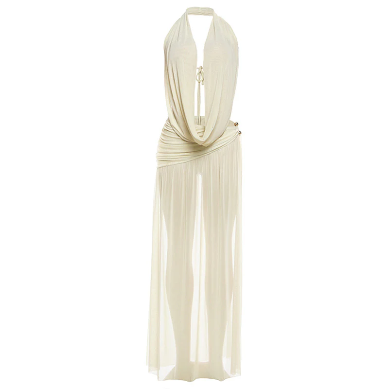 Damen Elegantes Maxikleid mit tiefem V-Ausschnitt und fließendem Schnitt R&B - Image 6