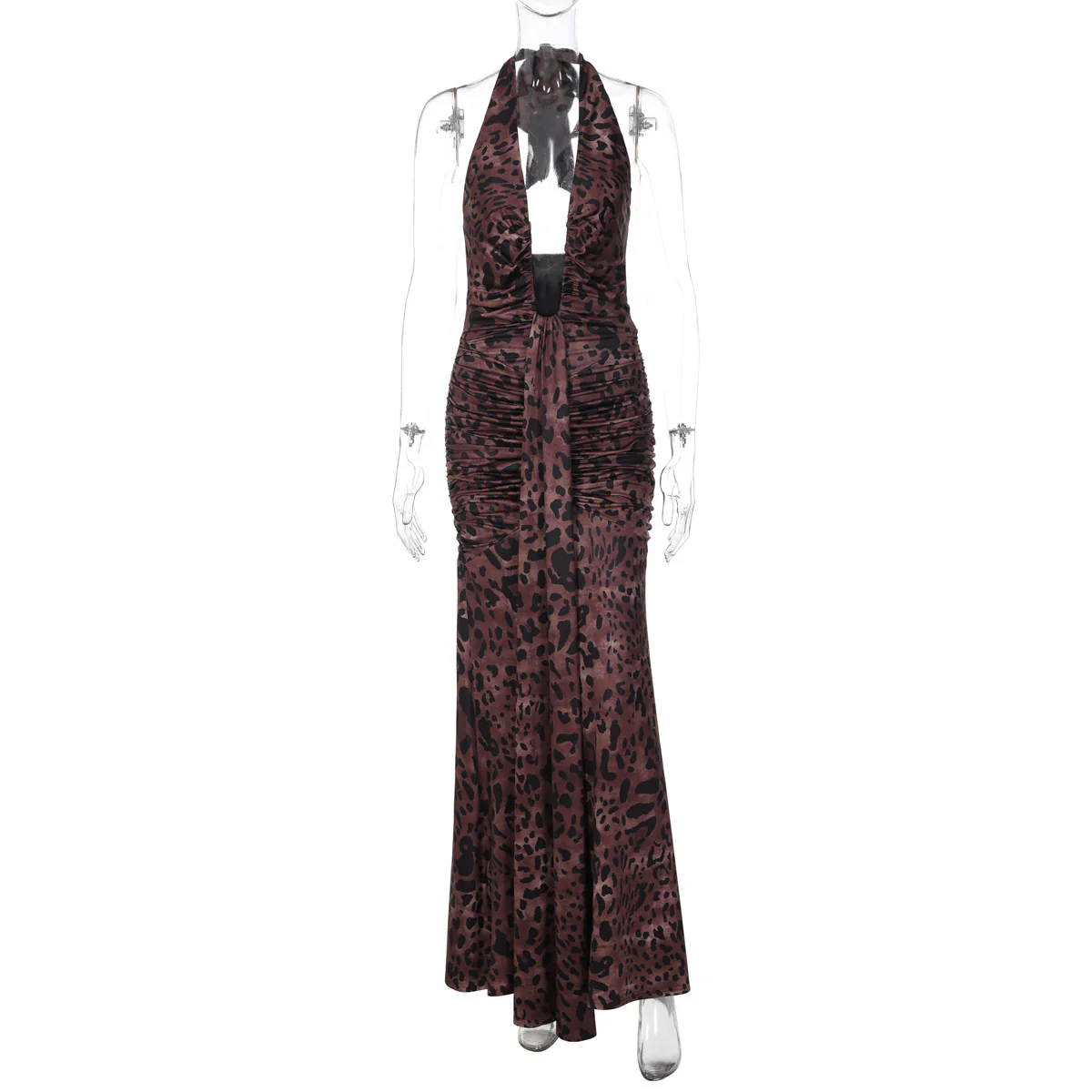 Damen Elegantes Maxikleid mit tiefem V-Ausschnitt und Raffungen R&B - Image 6
