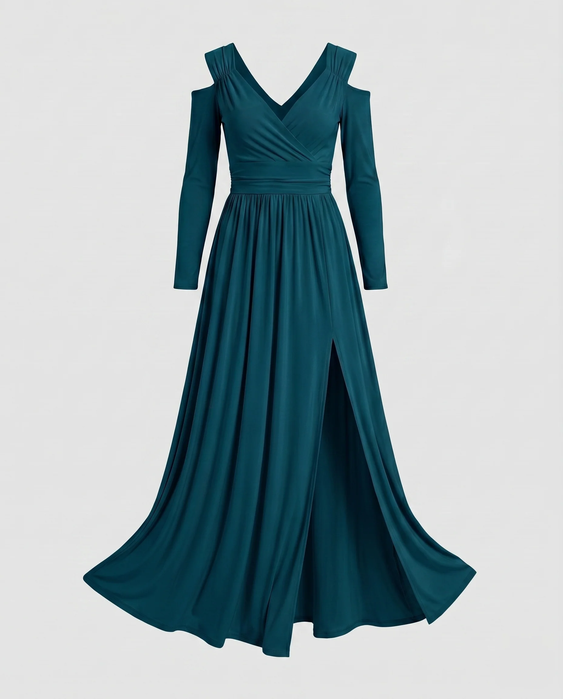 Damen Elegantes Maxikleid mit tiefem V-Ausschnitt und seitlichem Schlitz R&B - Image 6
