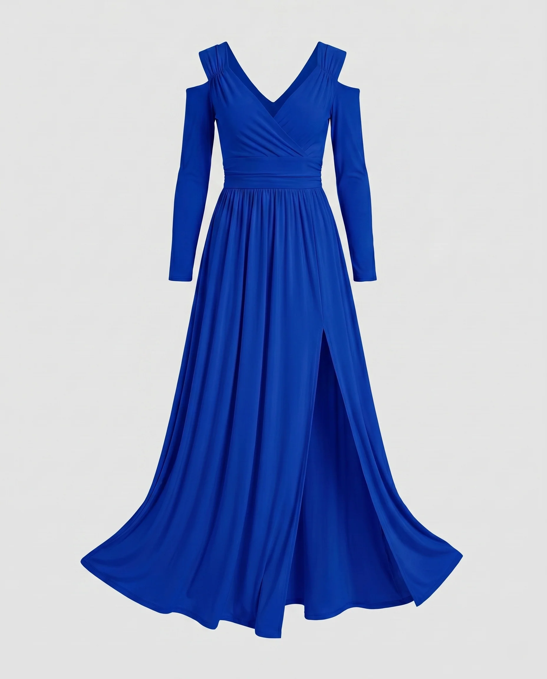 Damen Elegantes Maxikleid mit tiefem V-Ausschnitt und seitlichem Schlitz R&B - Image 8