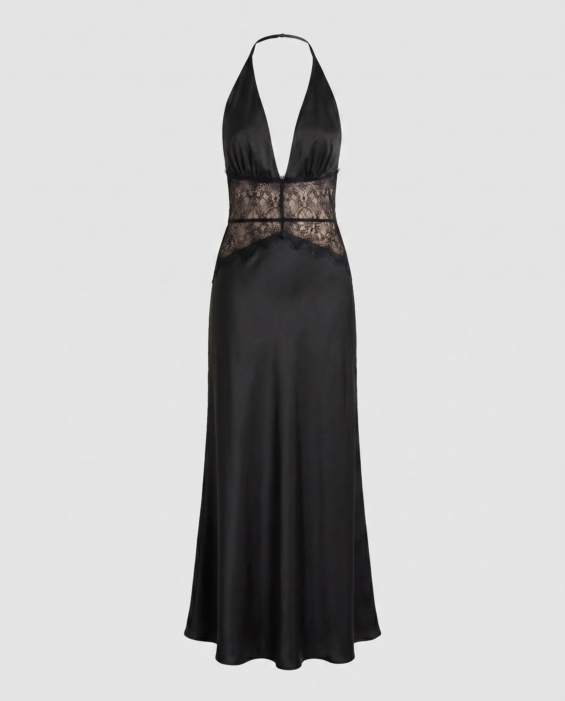 Damen Elegantes Maxikleid mit tiefem V-Ausschnitt und Spitzeneinsätzen R&B - Image 9