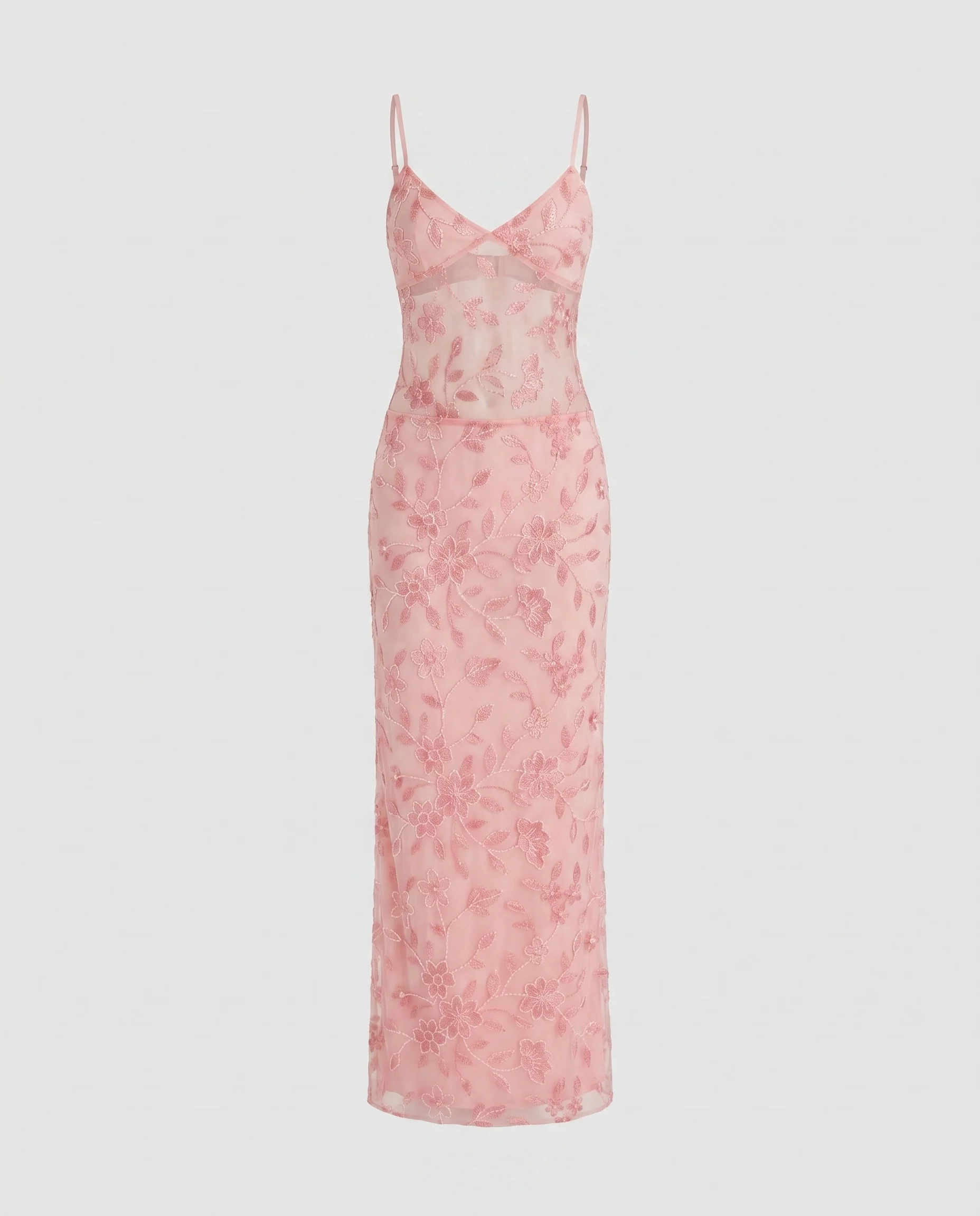 Damen elegantes Maxikleid mit transparentem Floraldesign und filigranen Stickereien R&B - Image 5