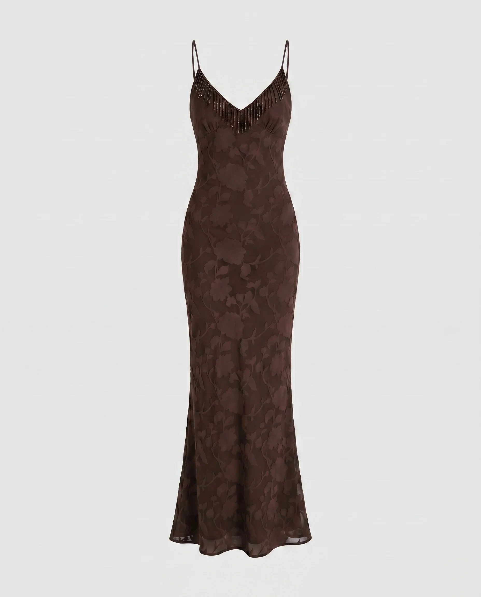 Damen Elegantes Maxikleid mit transparentem Floraldesign und funkelnden Details R&B - Image 6