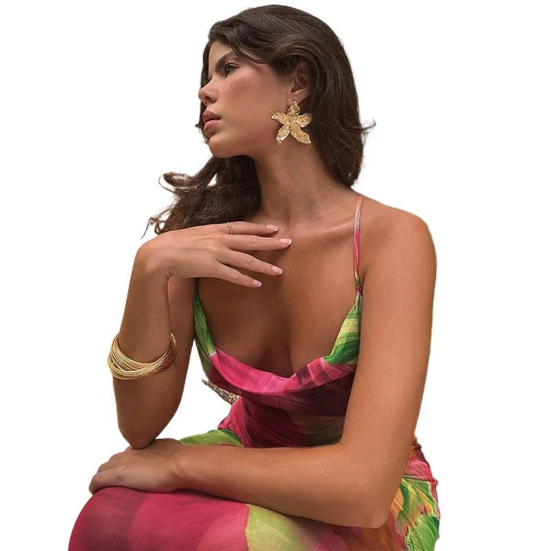 Damen Elegantes Maxikleid mit variabler Trägeroption und buntem Floral-Design R&B - Image 5