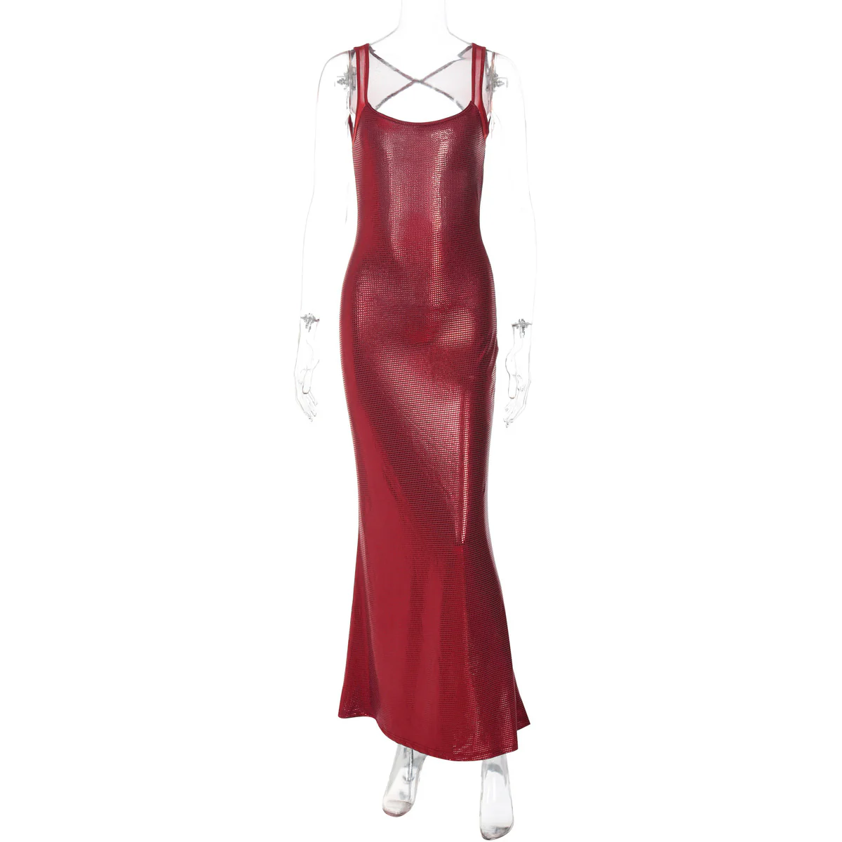 Damen Elegantes Maxikleid mit verführerischem Kreuzträger und schimmerndem Obermaterial R&B - Image 6