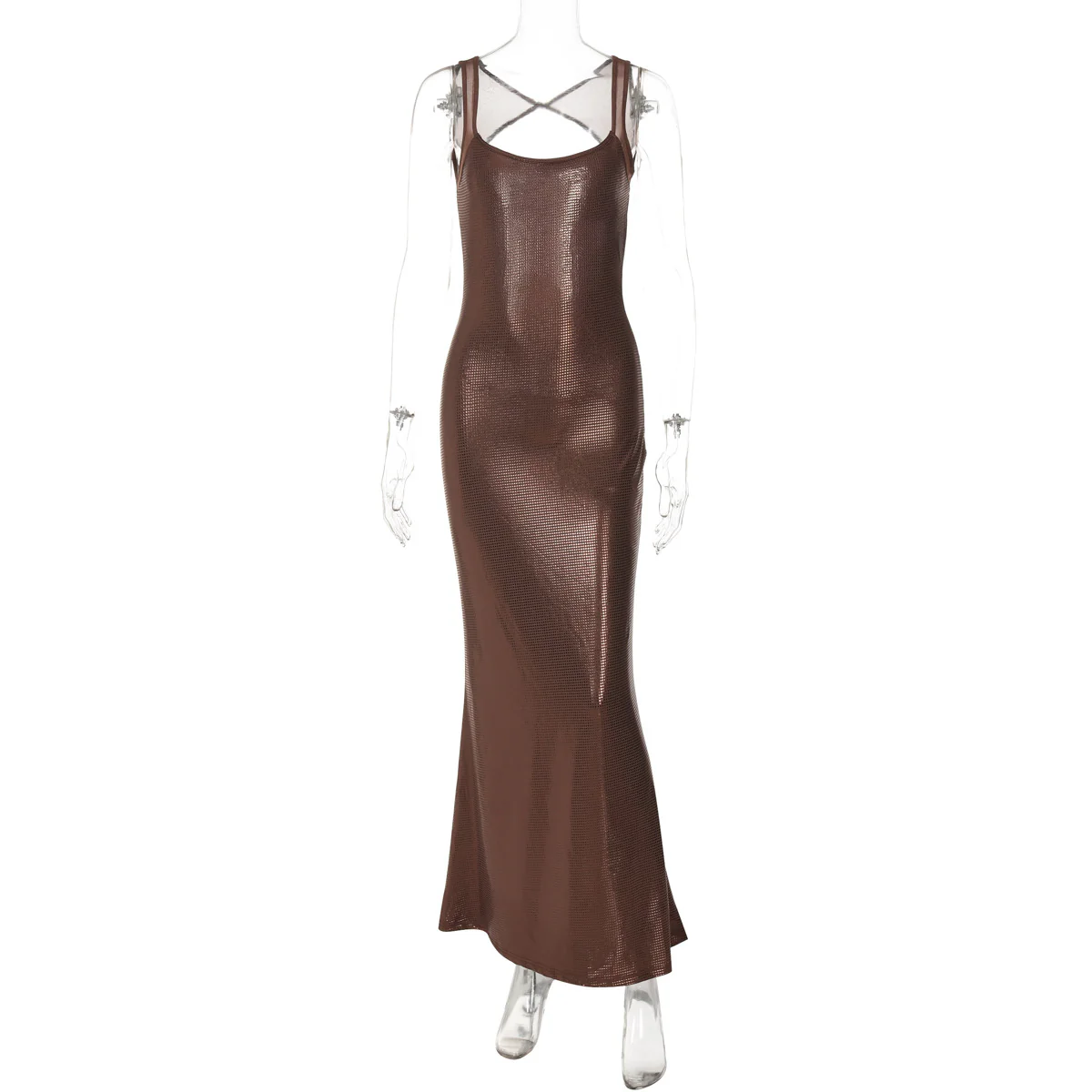 Damen Elegantes Maxikleid mit verführerischem Kreuzträger und schimmerndem Obermaterial R&B - Image 7