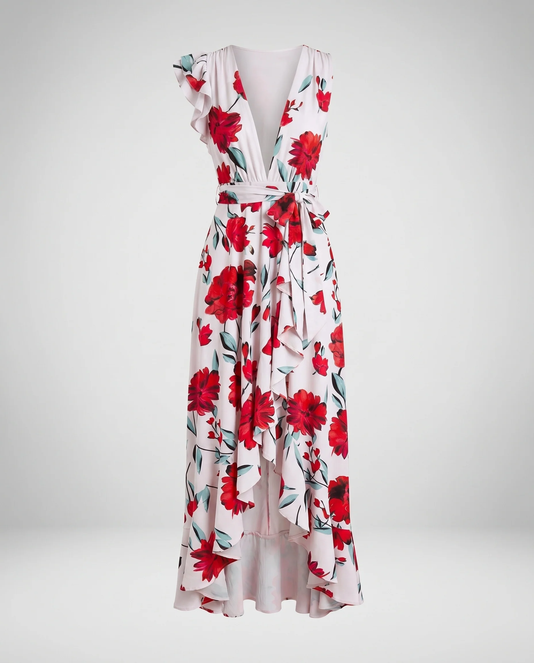 Damen Elegantes Maxikleid mit Volant und tiefem V-Ausschnitt R&B - Image 6