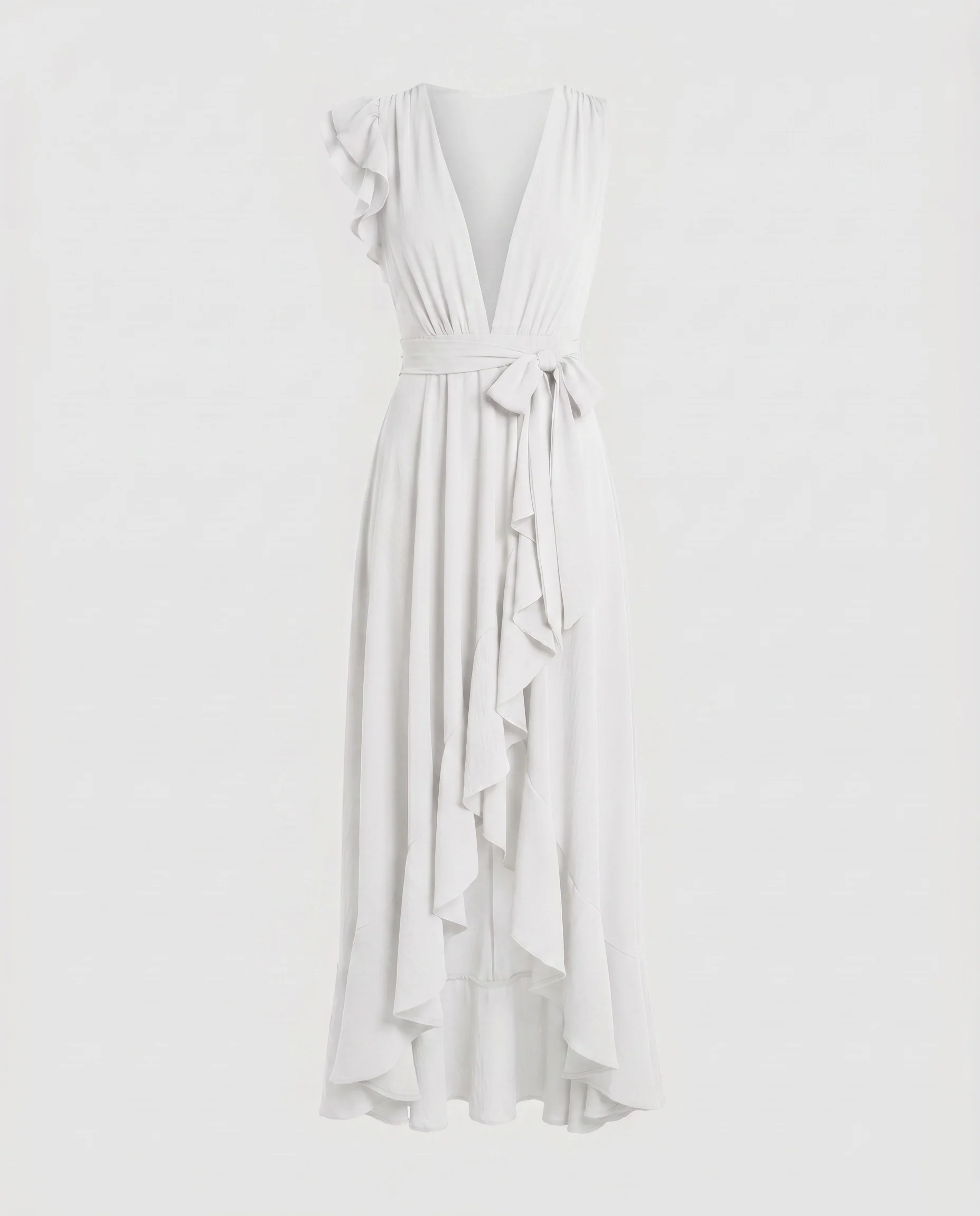 Damen Elegantes Maxikleid mit Volant und tiefem V-Ausschnitt R&B - Image 7