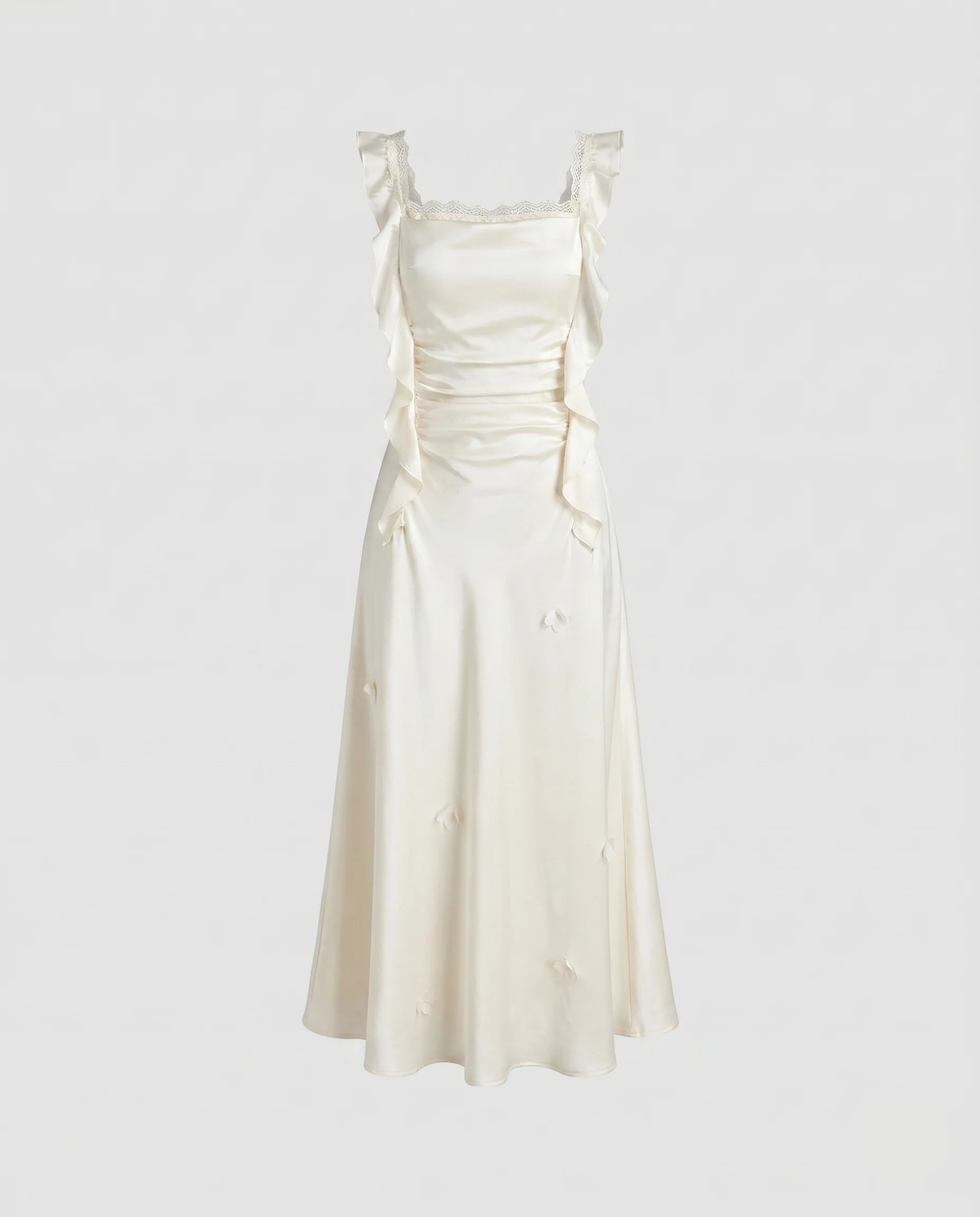 Damen Elegantes Maxikleid mit zarten Rüschen und Spitzendetails R&B - Image 5