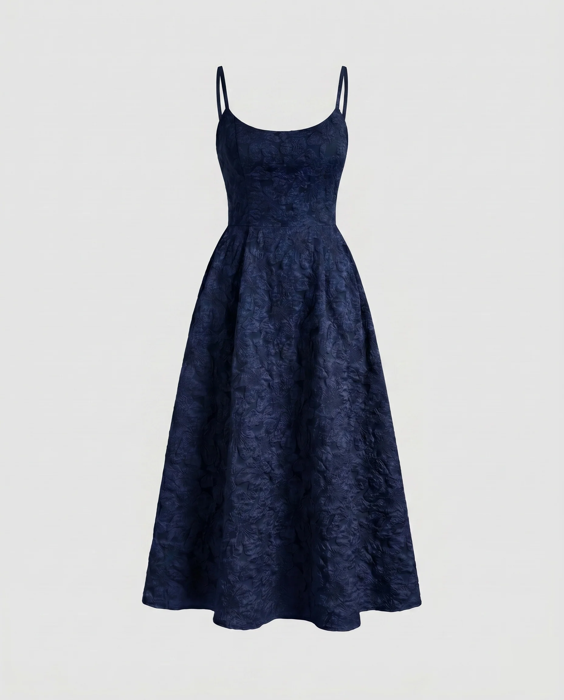 Damen Elegantes Midikleid mit floralem Strukturdesign und fließendem Rock R&B - Image 7