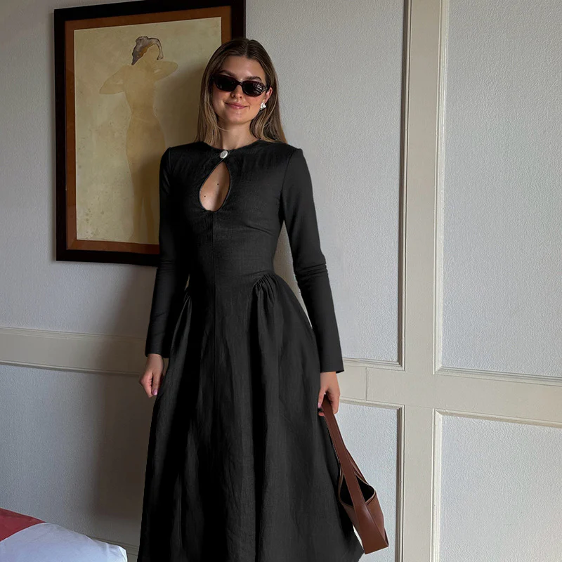 Damen elegantes Midikleid mit schickem Ausschnitt und taillierter Silhouette R&B - Image 7