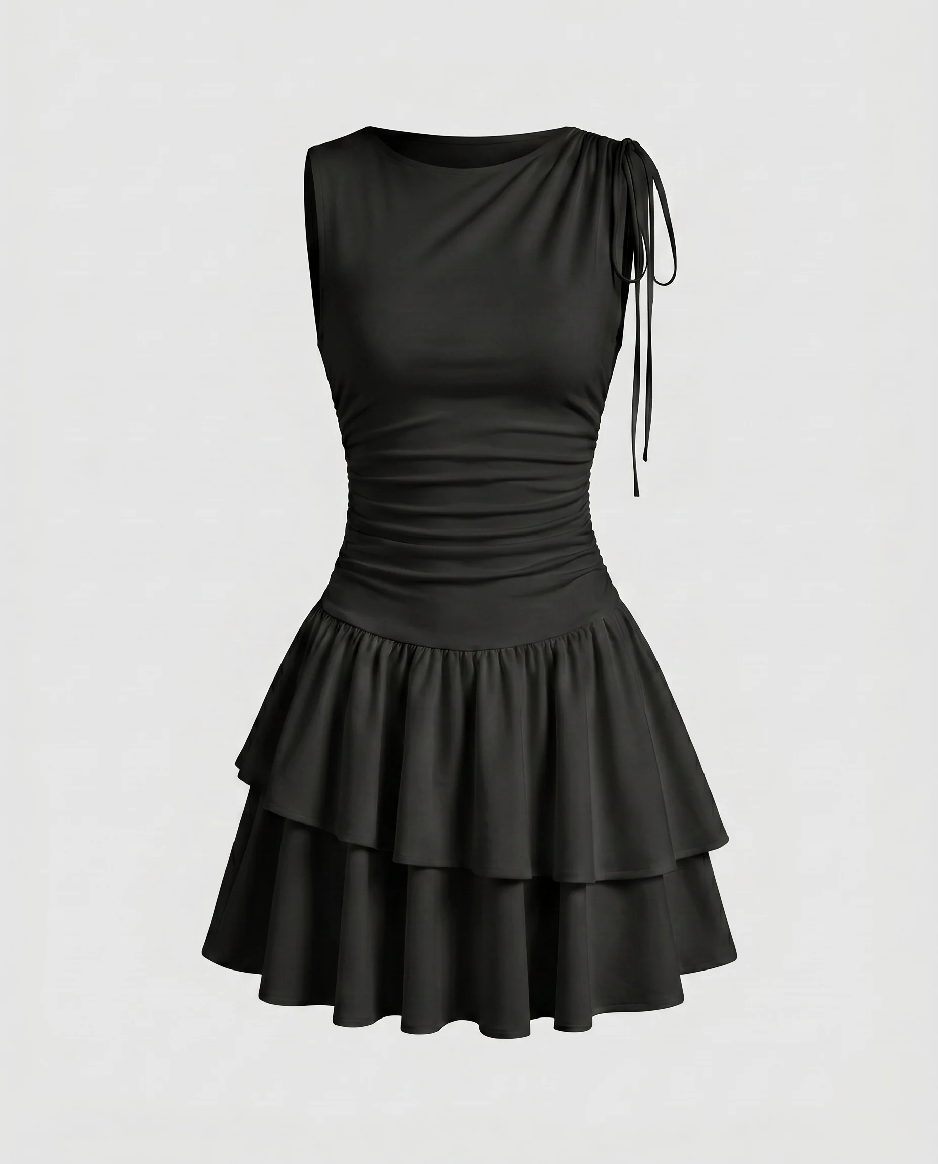 Damen elegantes Minikleid mit asymmetrischem Ausschnitt und voluminösem Rock R&B - Image 6