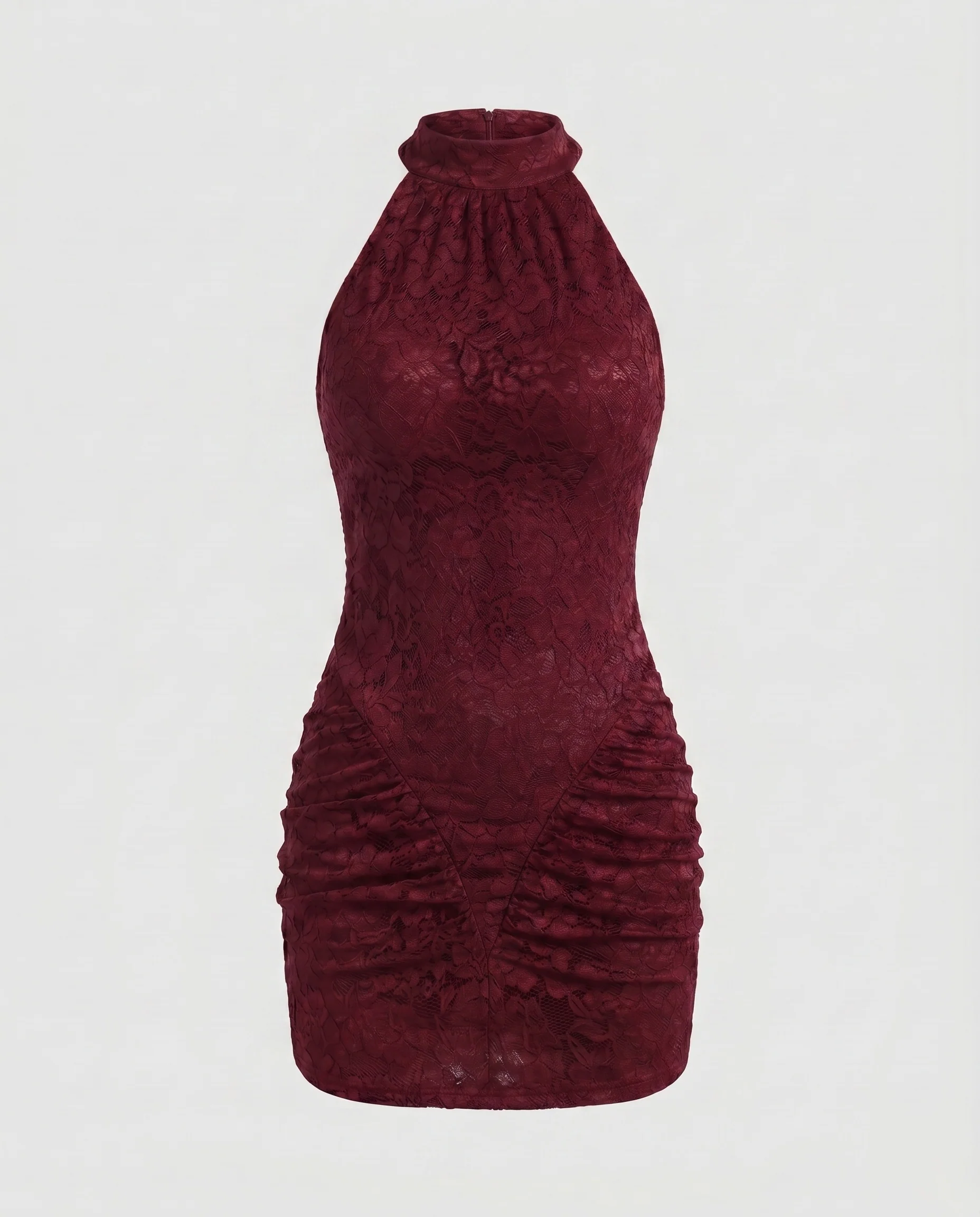 Damen Elegantes Minikleid mit hochgeschlossenem Spitzenoberteil und figurbetontem Schnitt R&B - Image 6