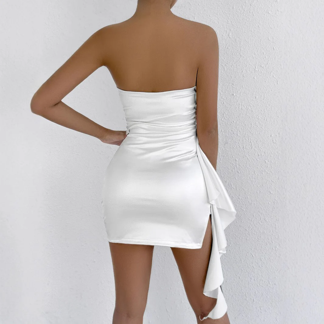Damen Elegantes Minikleid mit seitlicher Raffung und asymmetrischem Saum R&B - Image 3