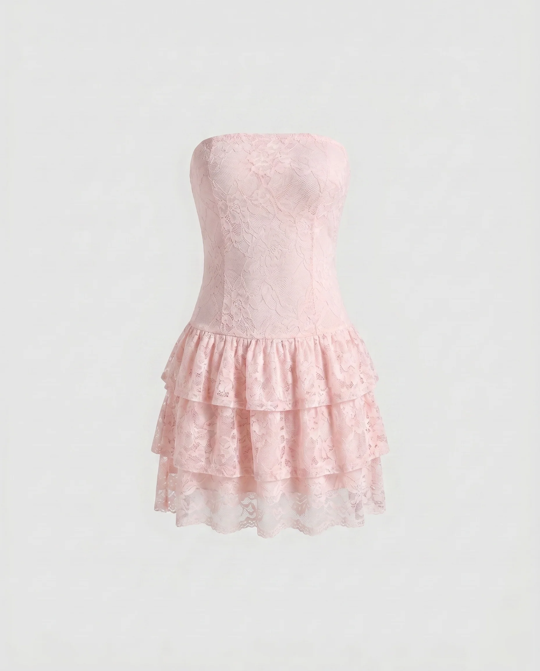 Damen Elegantes Minikleid mit voluminösem Rüschensaum und trägerlosem Design R&B - Image 7