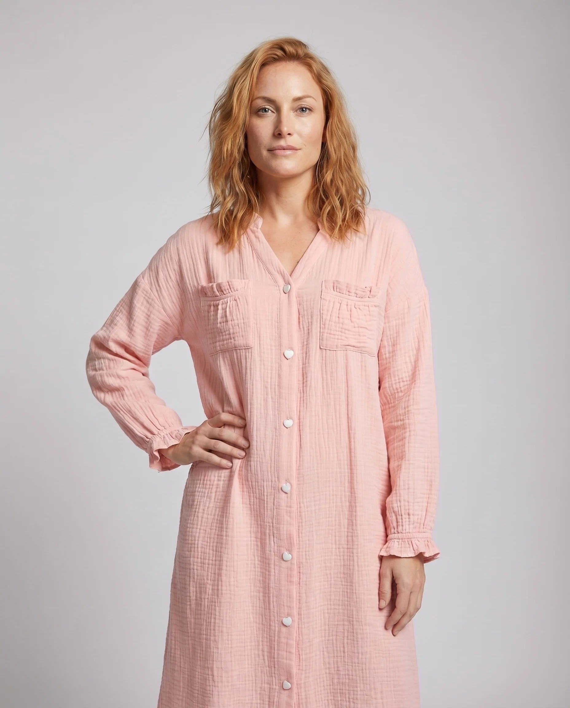 Damen elegantes Nachtkleid aus leichtem und atmungsaktivem Baumwollmaterial - Image 2