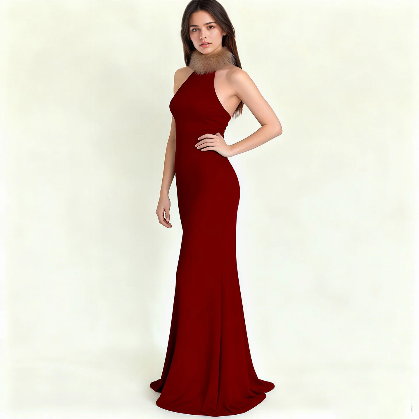 Damen elegantes Oberteil mit abnehmbaren Kunstfellkragen Heidi-Mode - Image 3