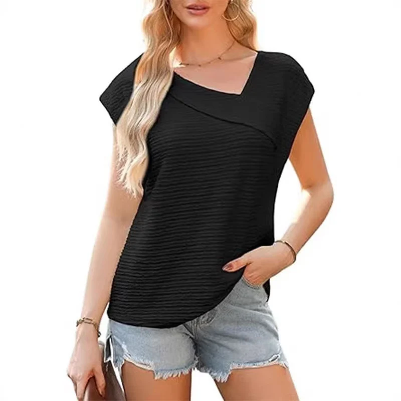 Damen elegantes Oberteil mit asymmetrischem Schnitt und modischem Texturmuster R&B - Image 4
