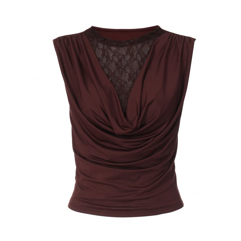 Damen Elegantes Oberteil mit Drapierung und Spitzeneinsatz R&B - Image 5