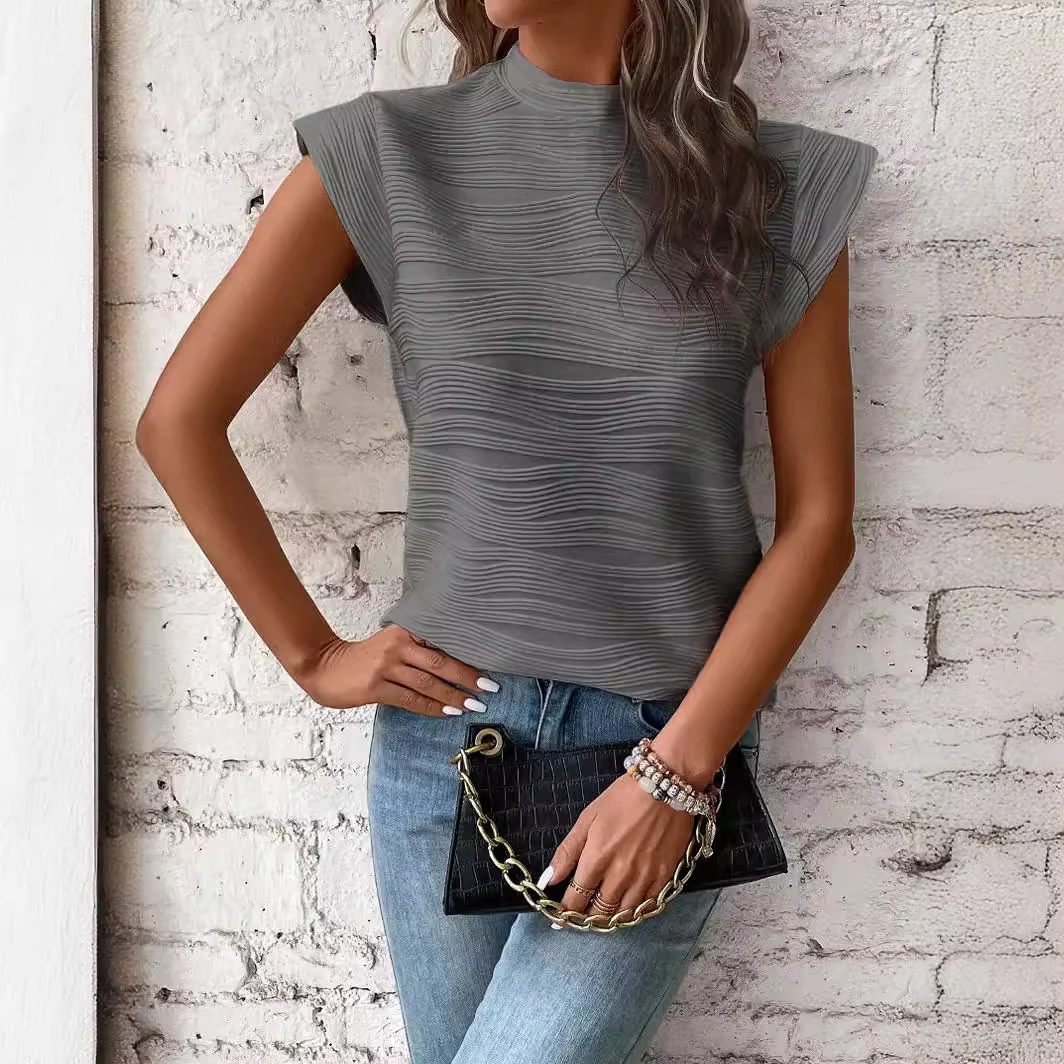 Damen Elegantes Oberteil mit Plissee-Design und Schulterpolstern R&B - Image 3