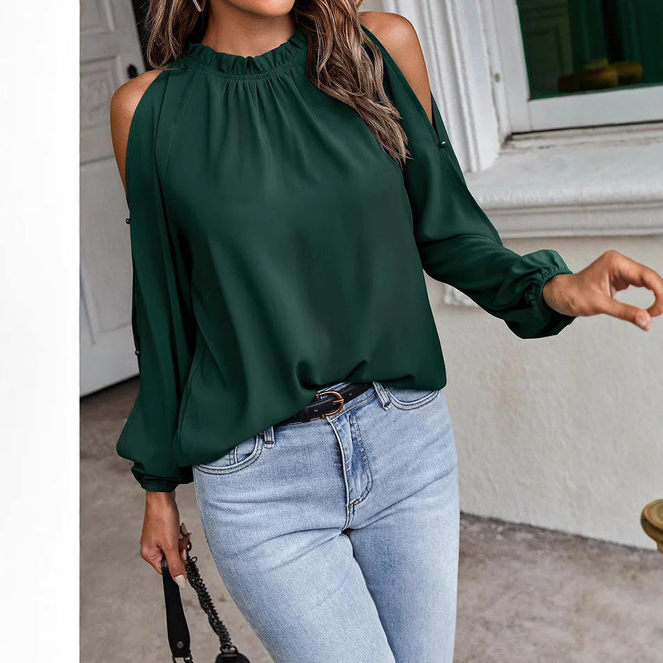 Damen Elegantes Oberteil mit schulterfreiem Design und voluminösen Ärmeln R&B - Image 2