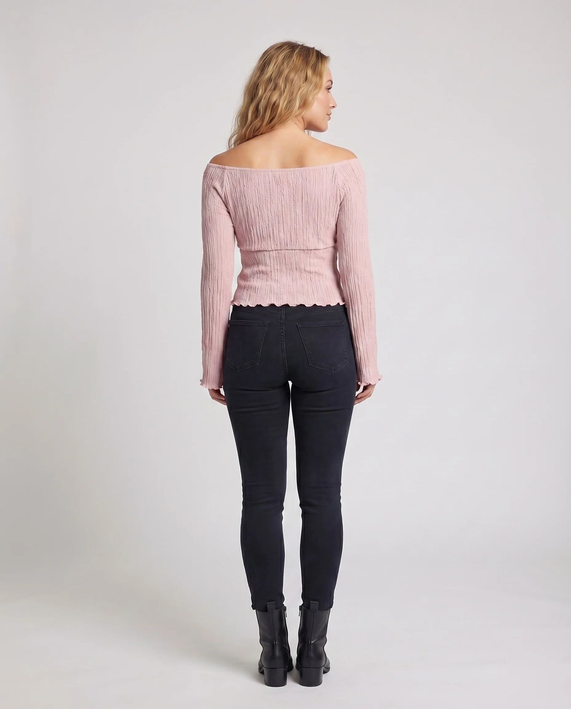 Damen elegantes Off-Shoulder Strickoberteil mit Rüschendetails - Image 4