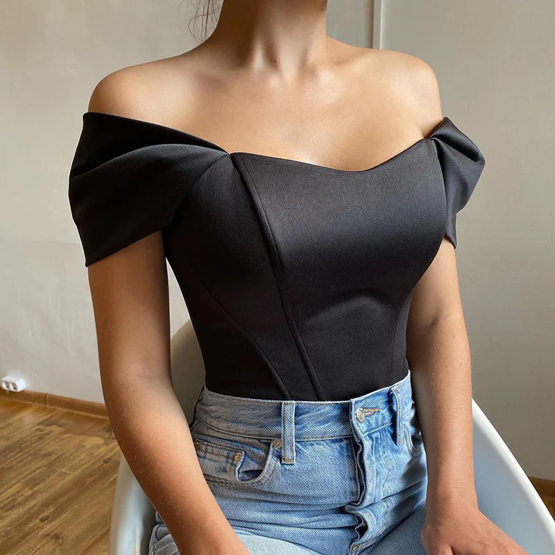 Damen elegantes Satin-Bustier mit Schulterdetails R&B - Image 11