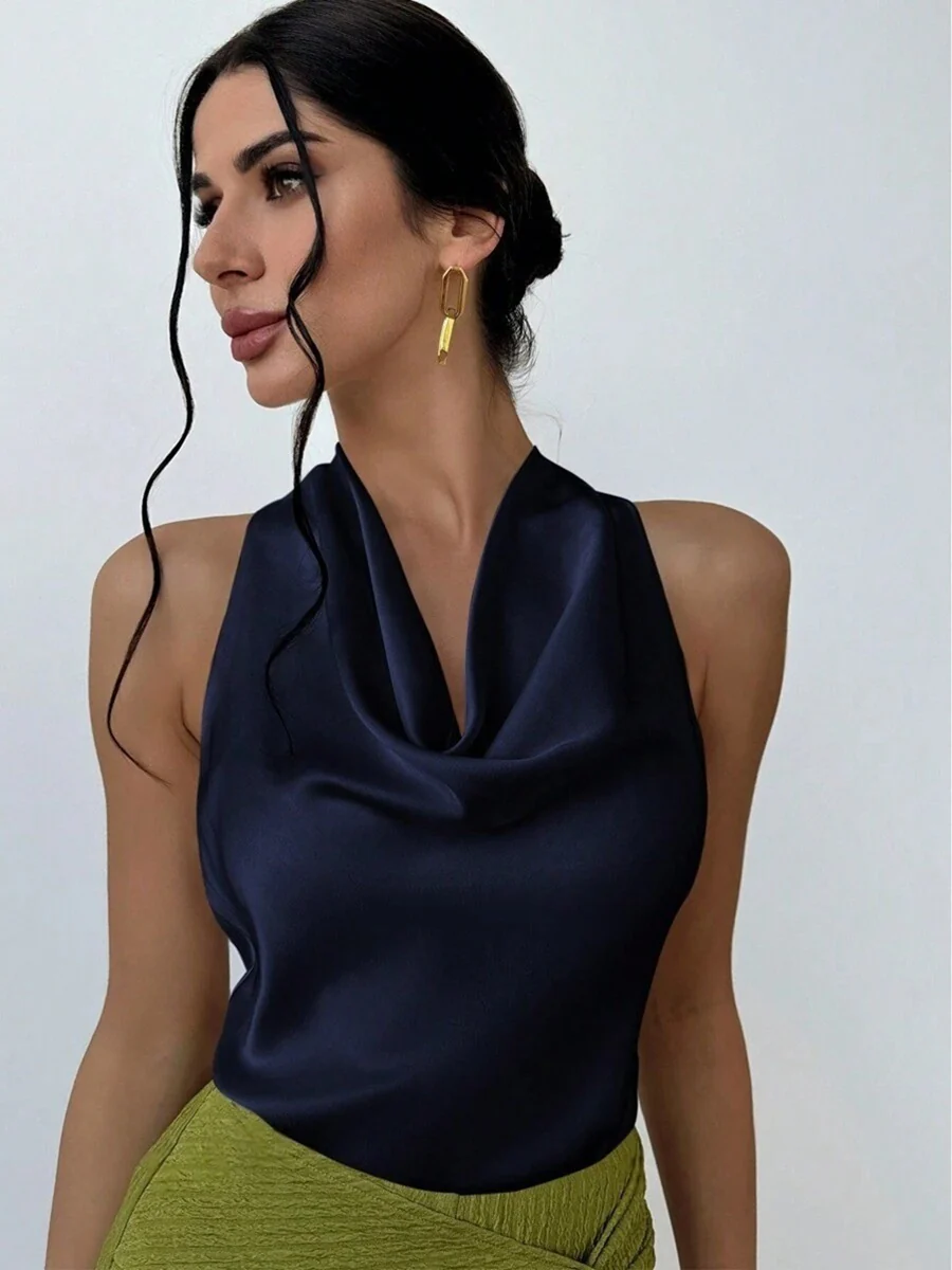 Damen Elegantes Satinoberteil mit schickem Wasserfall-Ausschnitt R&B - Image 12