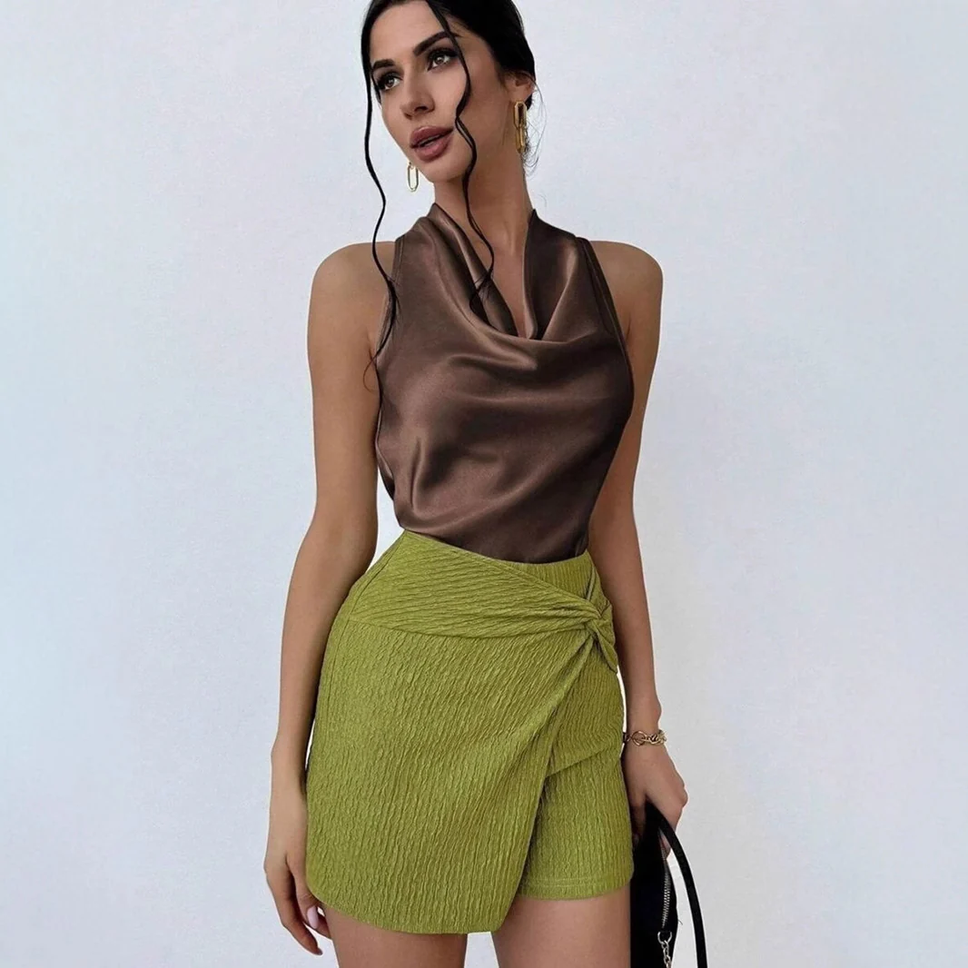 Damen Elegantes Satinoberteil mit schickem Wasserfall-Ausschnitt R&B - Image 3