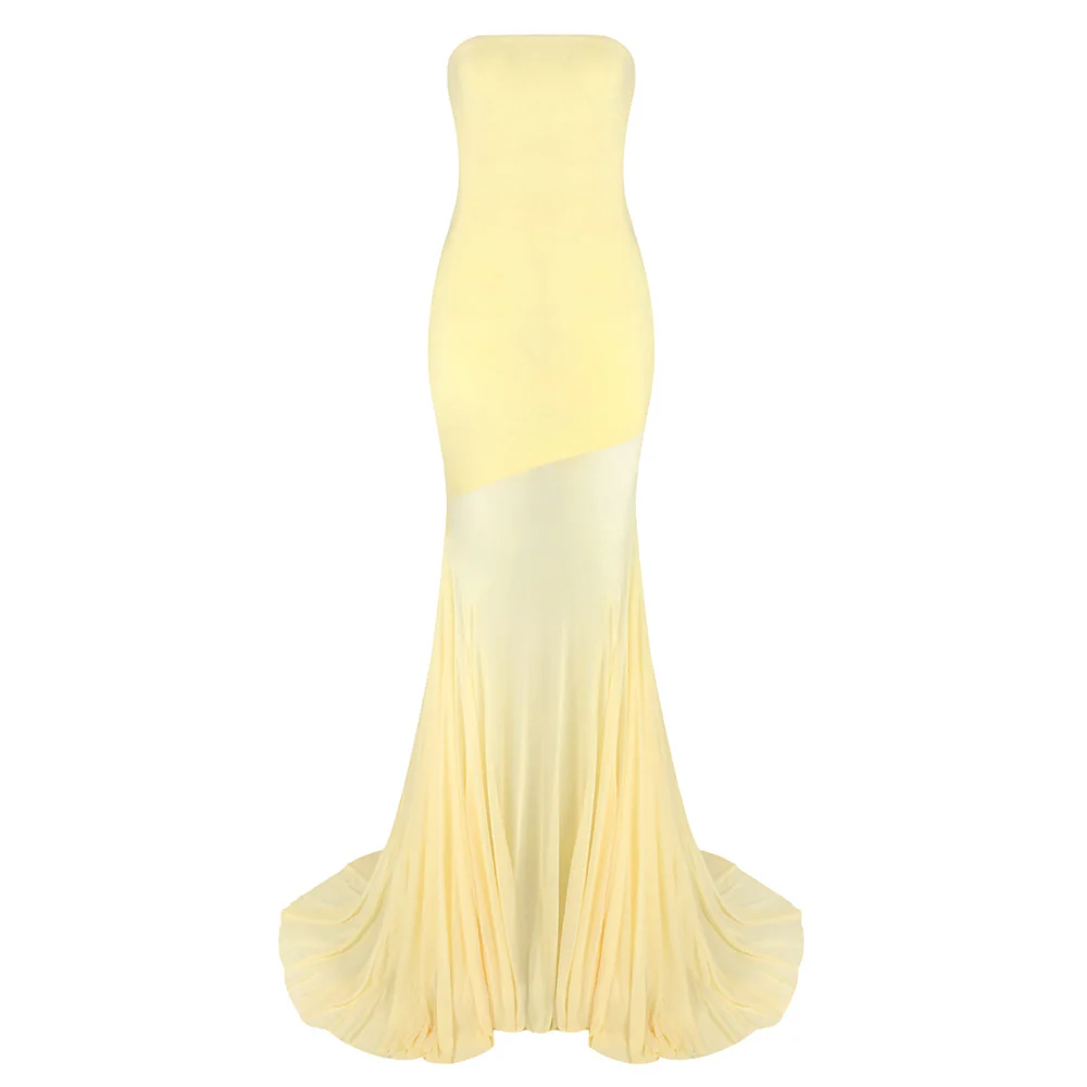 Damen Elegantes schulterfreies Maxikleid mit schimmerndem Stoff und voluminösem Rock Heidi-Mode - Image 5