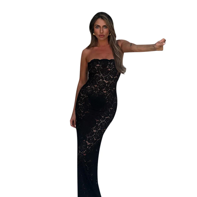 Damen elegantes Spitzen-Maxikleid im figurbetonten Schnitt R&B - Image 5
