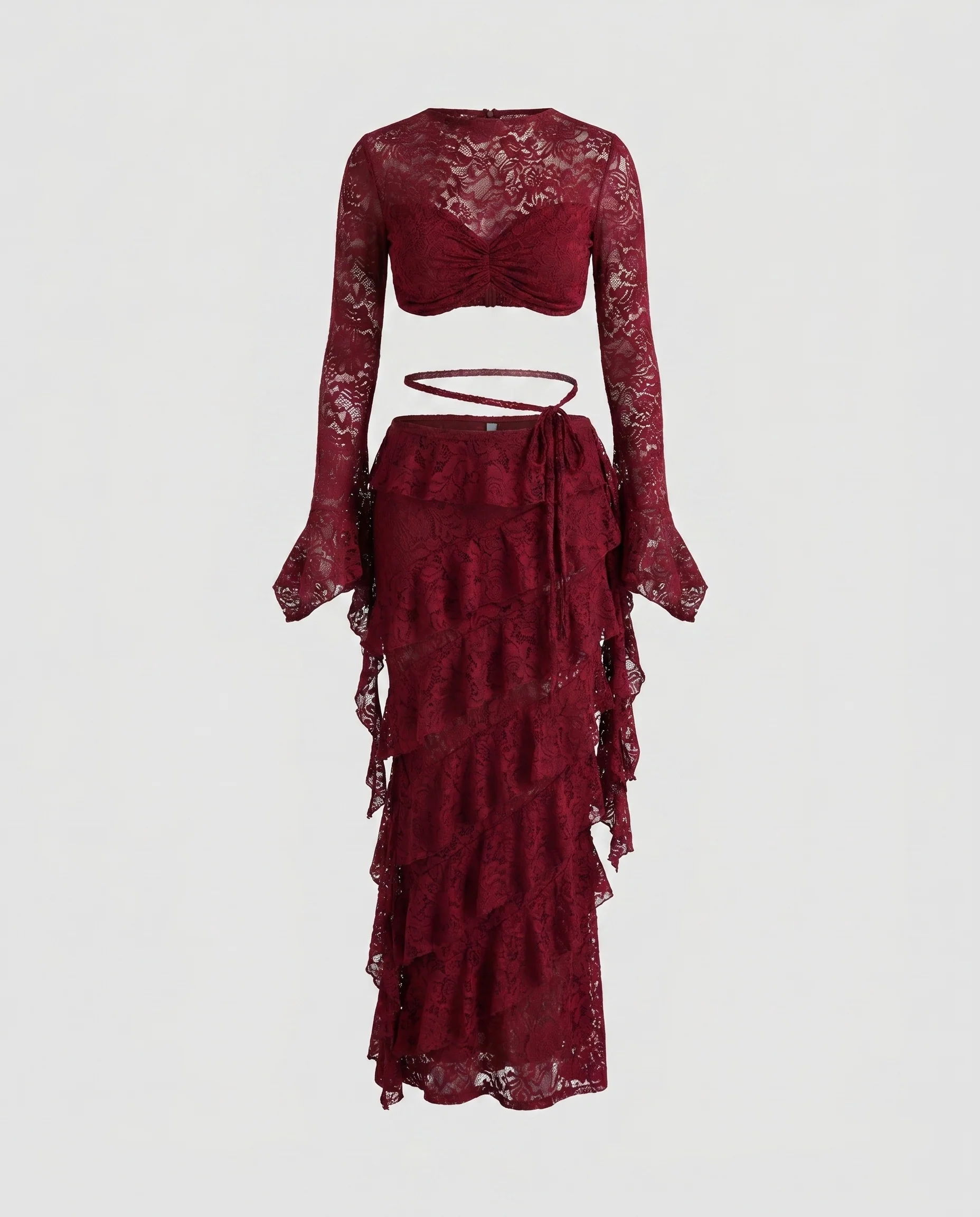 Damen Elegantes Spitzenkleid mit verführerischer Rüschendetail R&B - Image 4