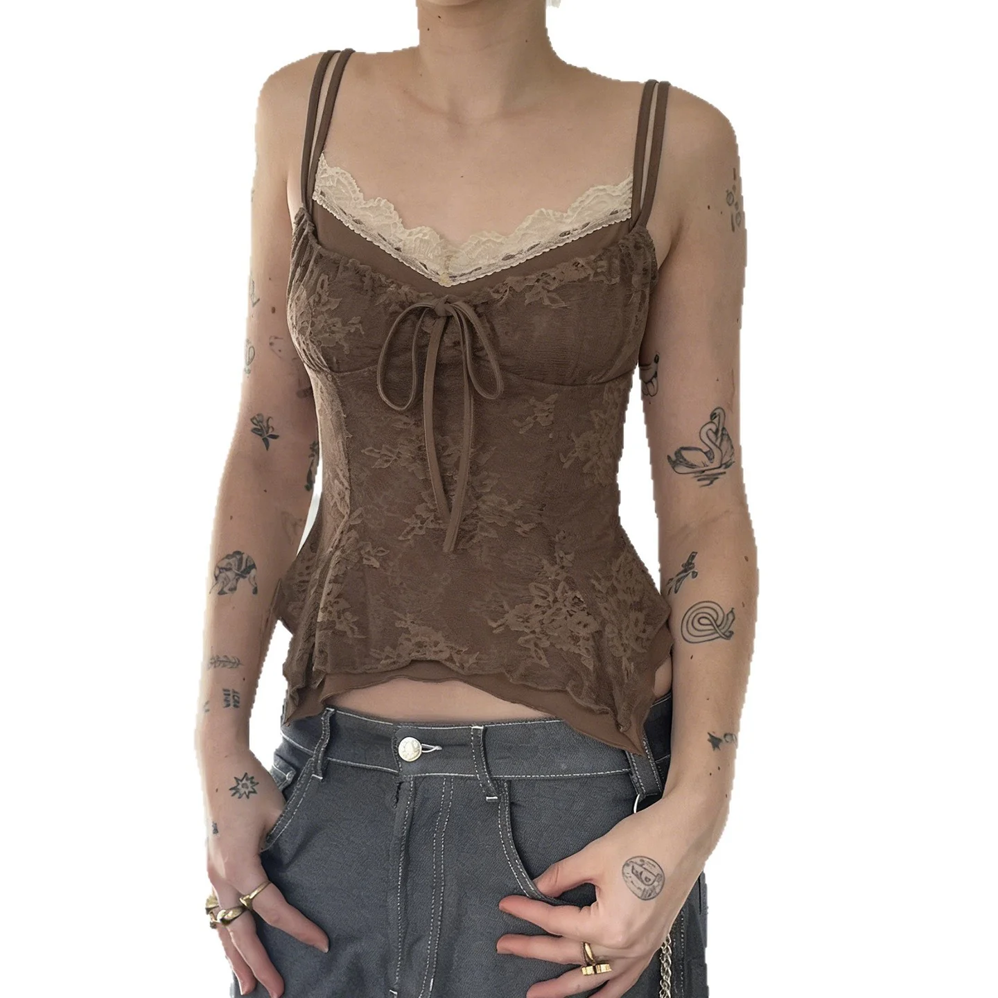 Damen elegantes Spitzenoberteil mit zarter Raffung Heidi-Mode - Image 5