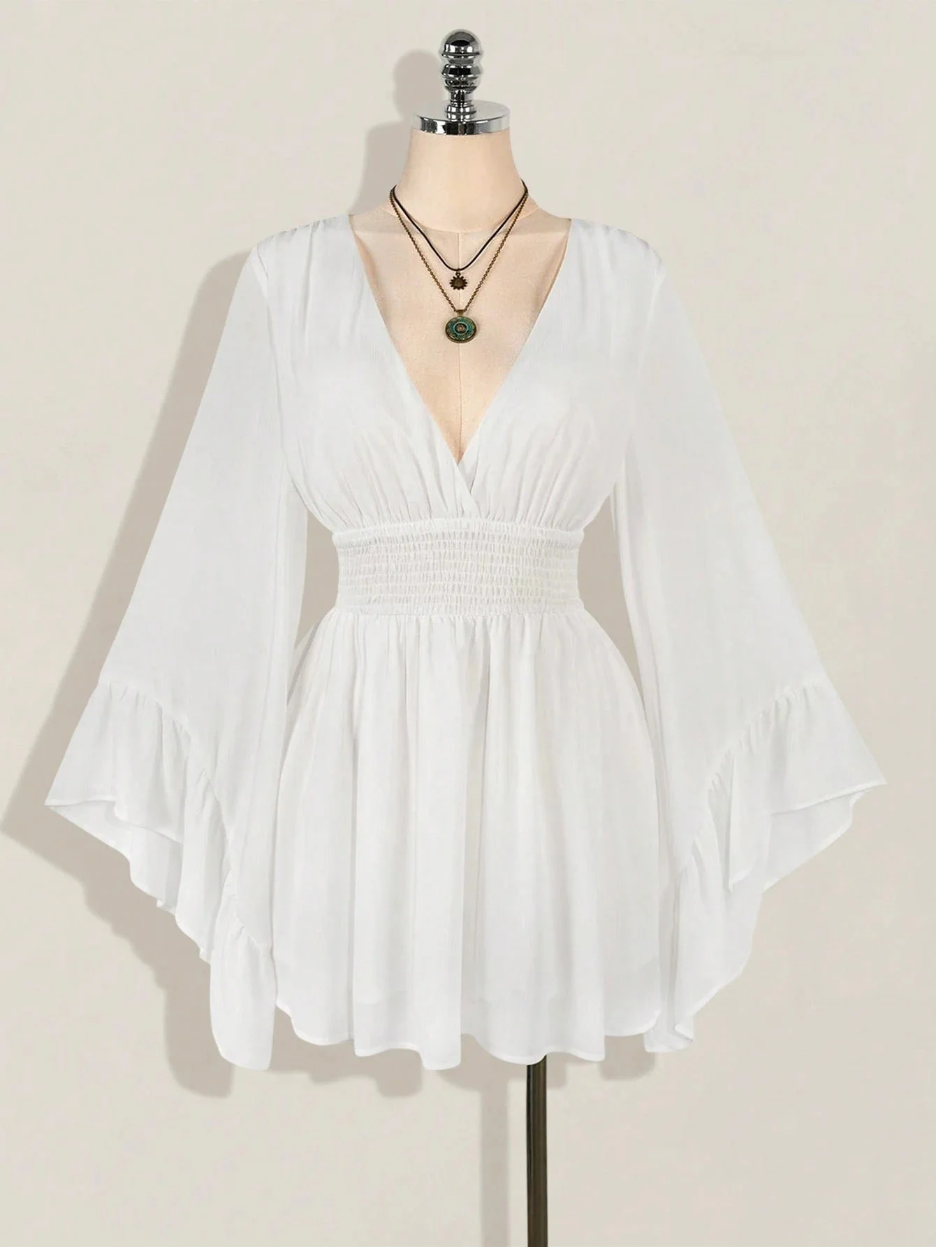 Damen elegantes Strandkleid mit voluminösen Ärmeln R&B - Image 4