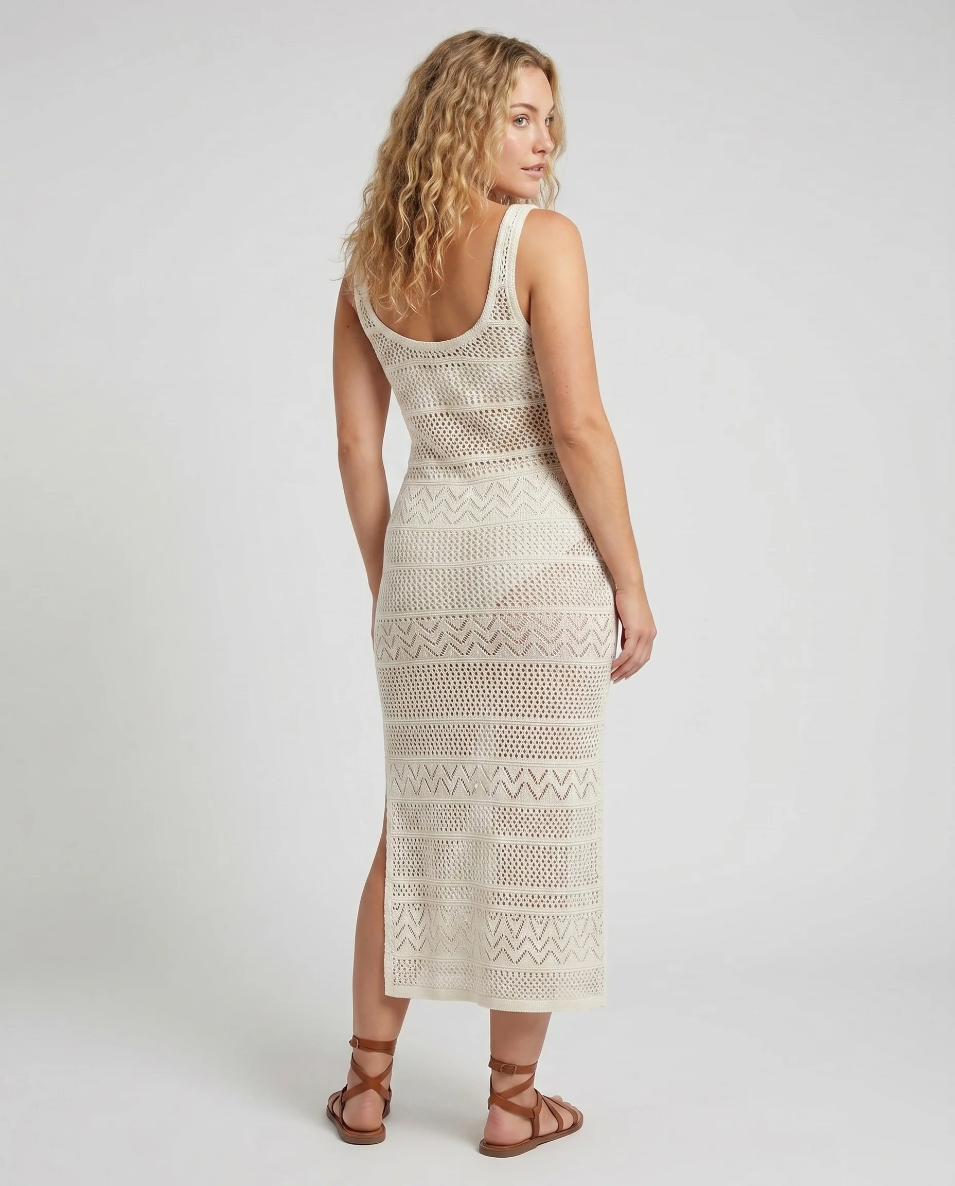 Damen elegantes Strandschiffchen mit Längs-Strickmuster R&B - Image 4