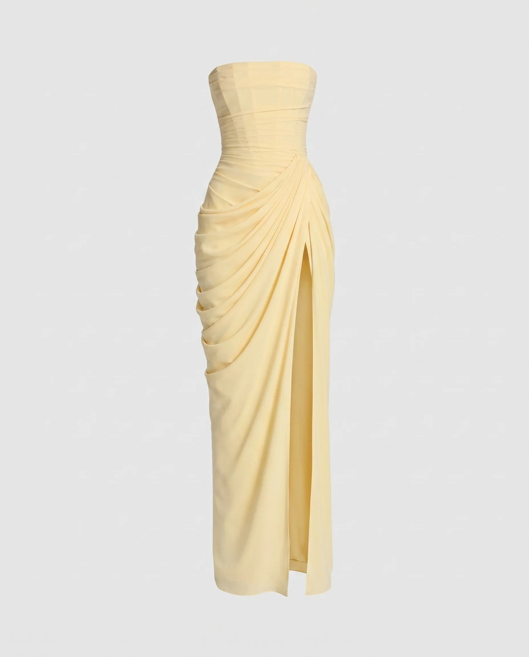 Damen Elegantes strapless Maxikleid mit hochgeschlossenem Design und Rüschen R&B - Image 5